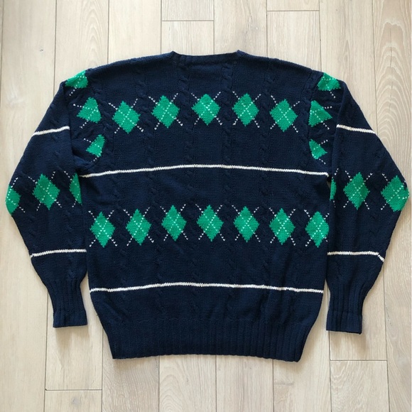 Vintage Polo Ralph Lauren Hand Knit 3D Cable Knit Argle Golf Sweater Size XL - Picture 3 of 11